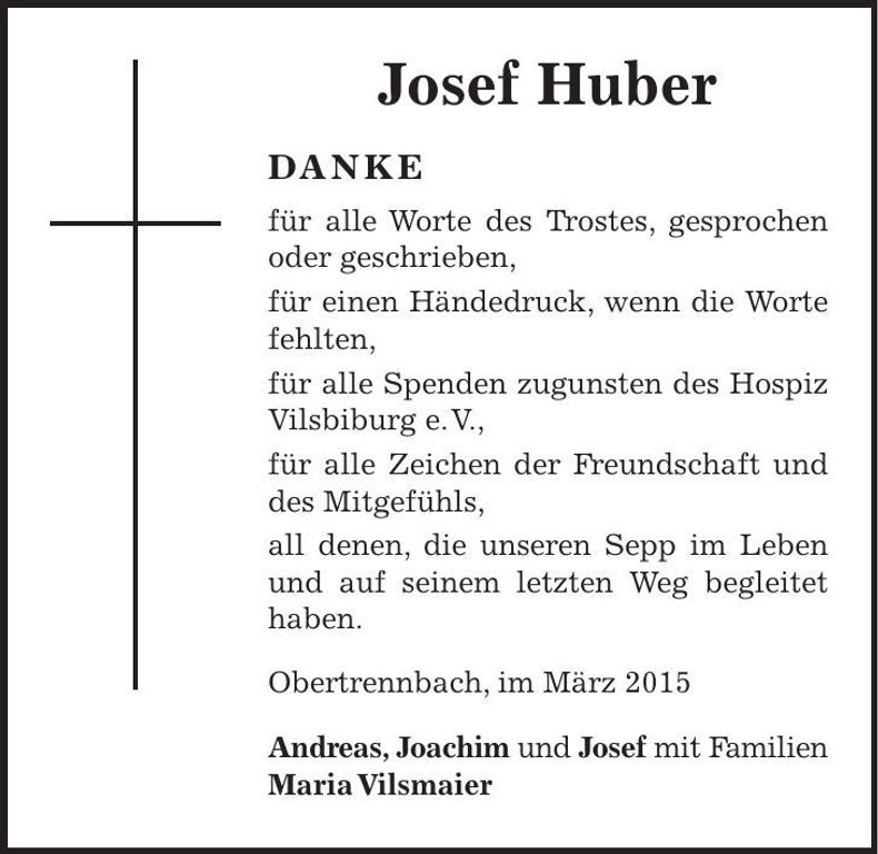 Traueranzeige Josef Huber