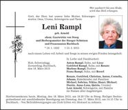 Traueranzeige Leni Rampl