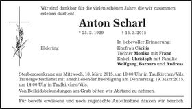 Traueranzeige Anton Scharl