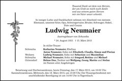Traueranzeige Ludwig Neumaier