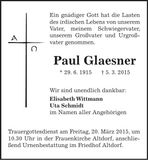 Traueranzeige Paul Glaesner