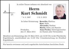 Traueranzeige Kurt Schmidt