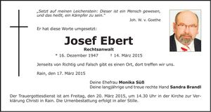 Traueranzeige Josef Ebert