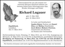 Traueranzeige Richard Lugauer
