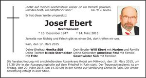 Traueranzeige Josef Ebert