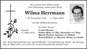 Traueranzeige Wilma Herrmann
