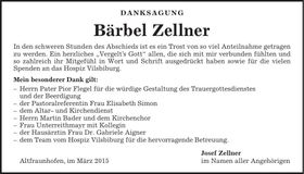 Traueranzeige Bärbel Zellner