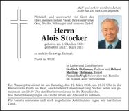 Traueranzeige Alois Stocker