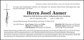 Traueranzeige Josef Aumer