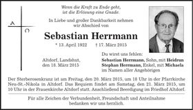 Traueranzeige Sebastian Herrmann