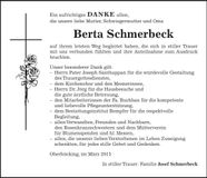 Traueranzeige Berta Schmerbeck