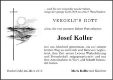 Traueranzeige Josef Koller