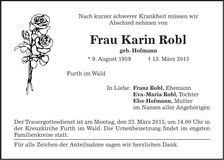 Traueranzeige Karin Robl