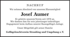 Traueranzeige Josef Aumer