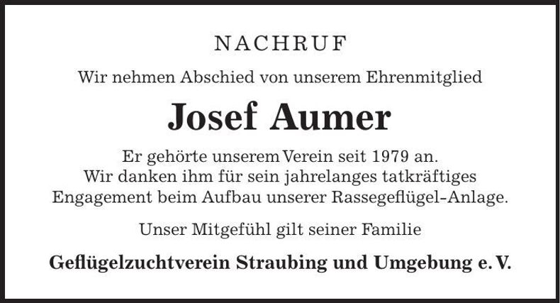 Traueranzeige Josef Aumer