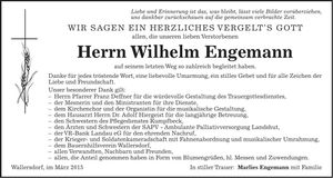 Traueranzeige Wilhelm Engemann