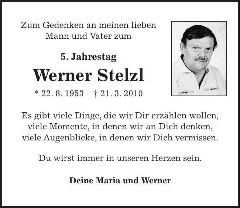 Traueranzeige Werner Stelzl