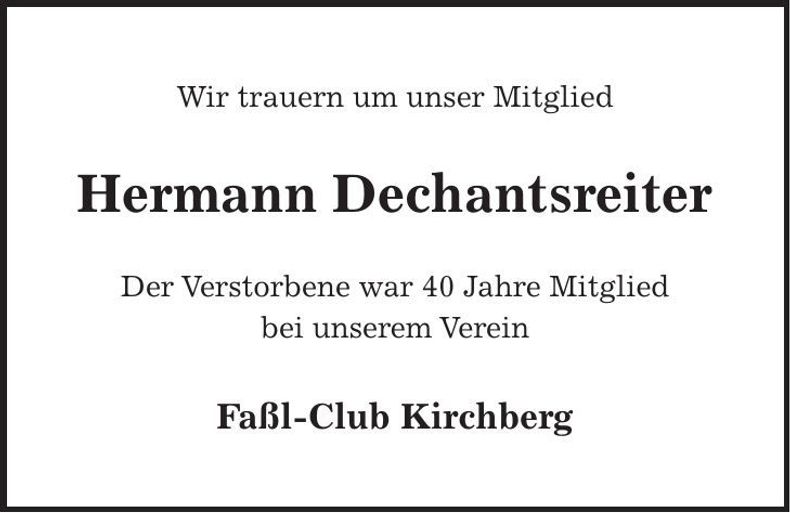Traueranzeige Hermann Dechantsreiter