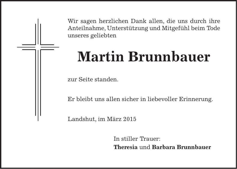 Traueranzeige Martin Brunnbauer