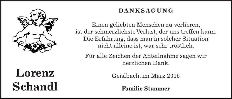 Traueranzeige Lorenz Schandl