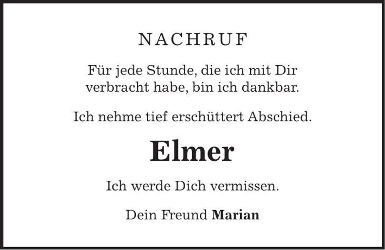 Traueranzeige Elmer 