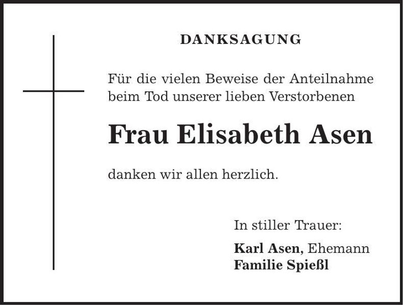 Traueranzeige Elisabeth Asen