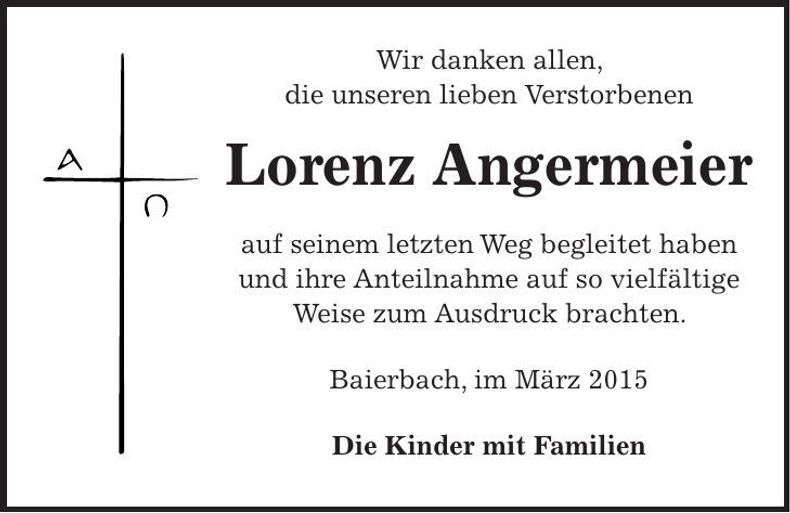 Traueranzeige Lorenz Angermeier