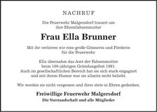 Traueranzeige Ella Brunner
