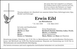 Traueranzeige Erwin Eibl