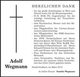 Traueranzeige Adolf Wegmann