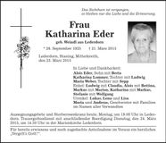 Traueranzeige Katharina Eder