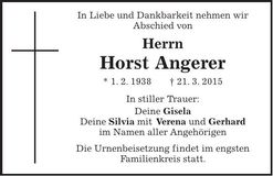 Traueranzeige Horst Angerer