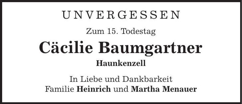 Traueranzeige Cäcilie Baumgartner