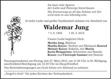 Traueranzeige Waldemar Jung