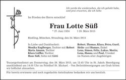 Traueranzeige Lotte Süß