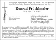 Traueranzeige Konrad Prücklmaier
