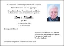Traueranzeige Rosa Mailli