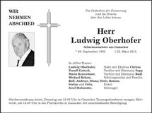 Traueranzeige Ludwig Oberhofer
