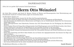 Traueranzeige Otto Weinzierl