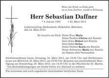Traueranzeige Sebastian Daffner