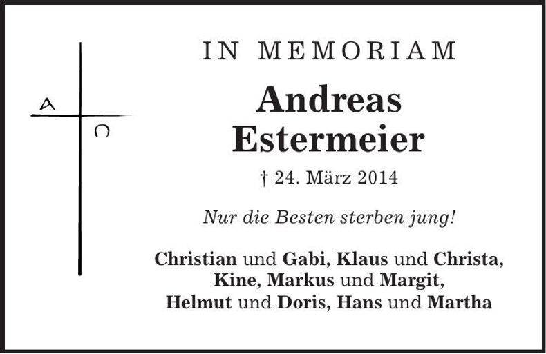Traueranzeige Andreas Estermeier