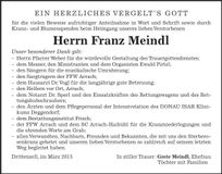 Traueranzeige Franz Meindl