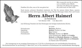 Traueranzeige Albert Haimerl