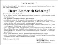 Traueranzeige Emmerich Schrempf