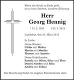 Traueranzeige Georg Hennig