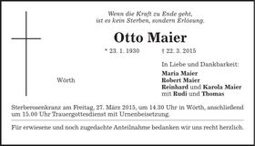 Traueranzeige Otto Maier