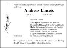Traueranzeige Andreas Linseis