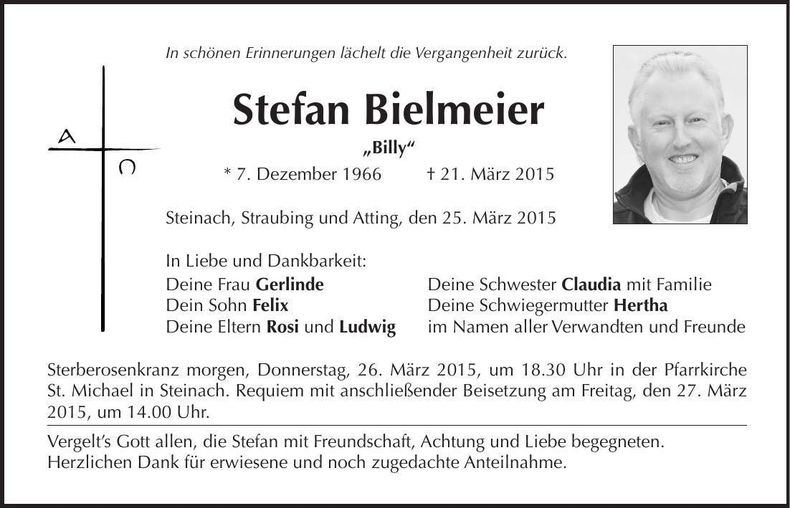 Traueranzeige Stefan Bielmeier