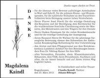 Traueranzeige Magdalena Kaindl