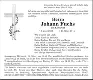 Traueranzeige Johann Fuchs